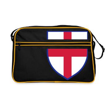England Flagge, St. George's Cross Shield - Retro Tasche - Schwarz/Gold - Vorne
