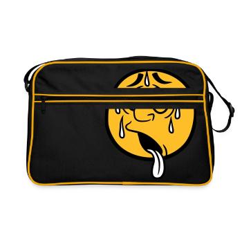 cercle de dessin animé visage dessin animé rond soleil épuisé - Sac Retro - noir/or - Devant