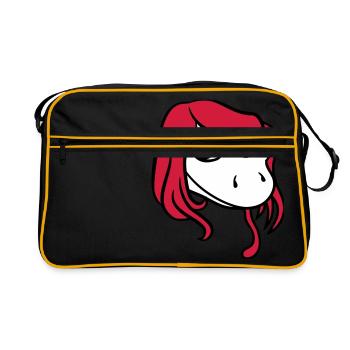 kopf gesicht weiblich frau huebsch girl maedchen s - Retro Tasche - Schwarz/Gold - Vorne