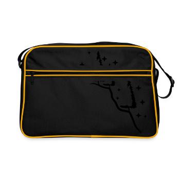fir hillside fir tree stars night merry chr - Retro Bag - black/gold - Front