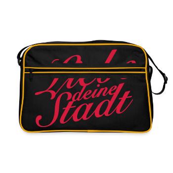 Liebe deine Stadt - Retro Tasche - Schwarz/Gold - Vorne