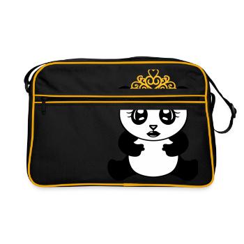 weiblich maedchen prinzessin krone koenigin schoen - Retro Tasche - Schwarz/Gold - Vorne