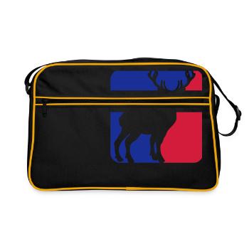 red blue button sport shield outline stand comic c - Retro Bag - black/gold - Front