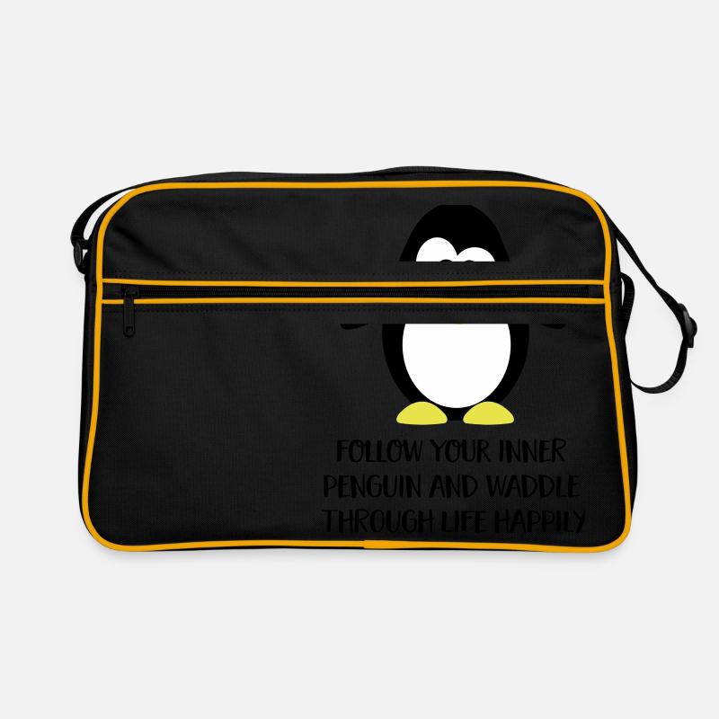 Pinguin - Retro Tasche - Schwarz/Gold