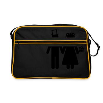 Bride and Groom - Ajoutez votre propre texte - Sac Retro - noir/or - Devant