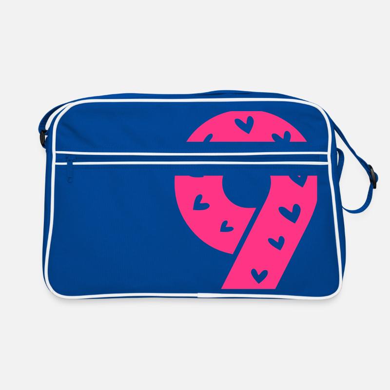 Nummer 9 mit Herzmuster Retro Tasche