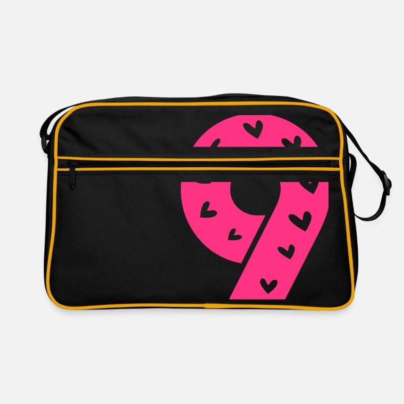 Number 9 with hearts pattern Retro Bag