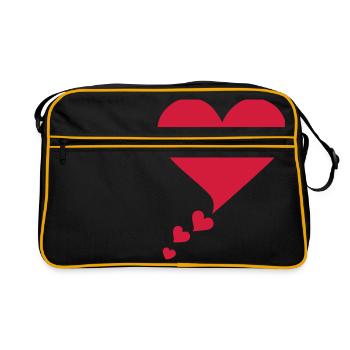 Bulle coeur, speech bubble, je t'aime, I love you - Sac Retro - noir/or - Devant