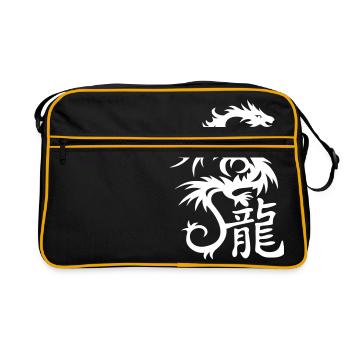 Dragon avec caractères chinois - Sac Retro - noir/or - Devant