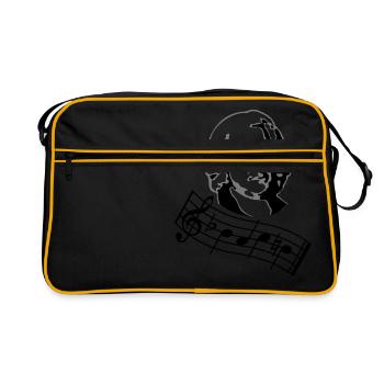 bach noten 2col - Retro Tasche - Schwarz/Gold - Vorne
