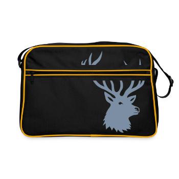 cerf ramure bois corne cornes animal sauvage chass - Sac Retro - noir/or - Devant