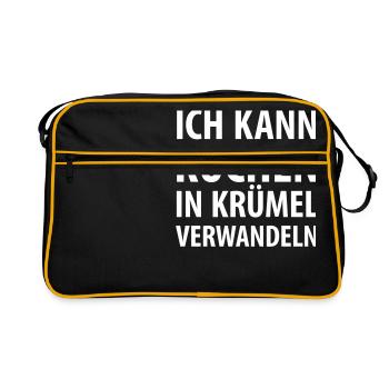 Ich kann Kuchen in Krümel verwandeln Zauber Magie - Retro Tasche - Schwarz/Gold - Vorne