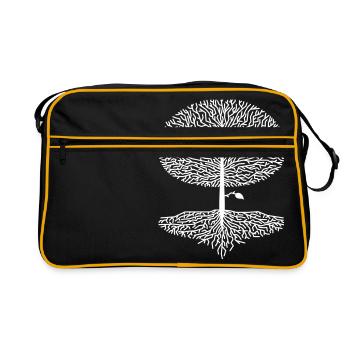 Laubbaum Krone Wald Eiche Buche Natur Linde Äste - Retro Tasche - Schwarz/Gold - Vorne