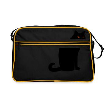 Creepy Black Cat Halloween - Retro Bag - black/gold - Front
