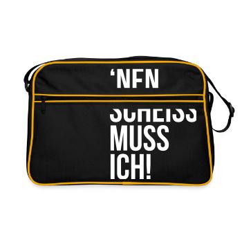 einen scheiss muss ich Spruch Sprüche Statement - Retro Tasche - Schwarz/Gold - Vorne