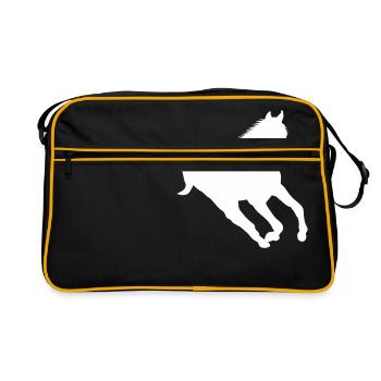 Rennendes Pferd - Wildpferd - Retro Tasche - Schwarz/Gold - Vorne