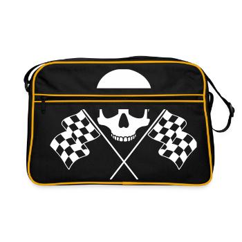 Crâne Drapeaux à Damier - Sac Retro - noir/or - Devant