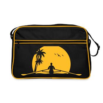 Coucher de soleil rameur aviron crânes d’aviron - Sac Retro - noir/or - Devant