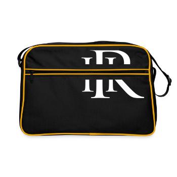 Dein Monogramm HR - Retro Tasche - Schwarz/Gold - Vorne