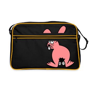 Osterhase mit ostereiern - Retro Tasche - Schwarz/Gold - Vorne