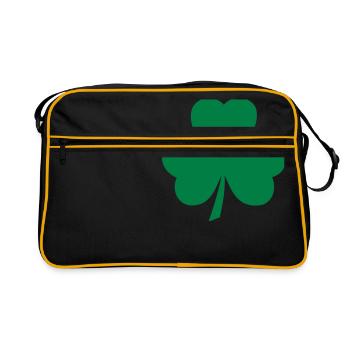 Kleeblatt Clover Shamrock - Retro Tasche - Schwarz/Gold - Vorne