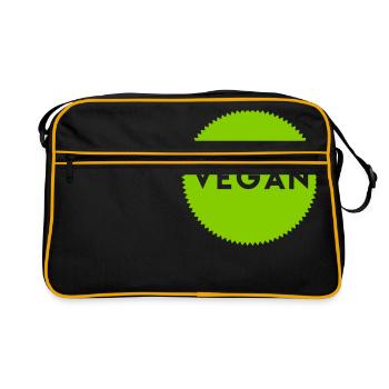 Vegan Button - Retro Tasche - Schwarz/Gold - Vorne