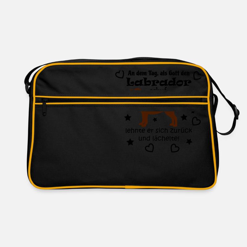 Gott schuf Labrador (braun) - Retro Tasche - Schwarz/Gold