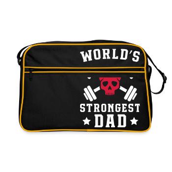 World's Strongest Dad - Retro Tasche - Schwarz/Gold - Vorne