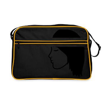 kopf gesicht weiblich frau girl maedchen huebsch s - Retro Tasche - Schwarz/Gold - Vorne