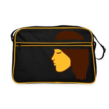 gesicht kopf weiblich frau girl maedchen huebsch s - Retro Tasche - Schwarz/Gold - Vorne