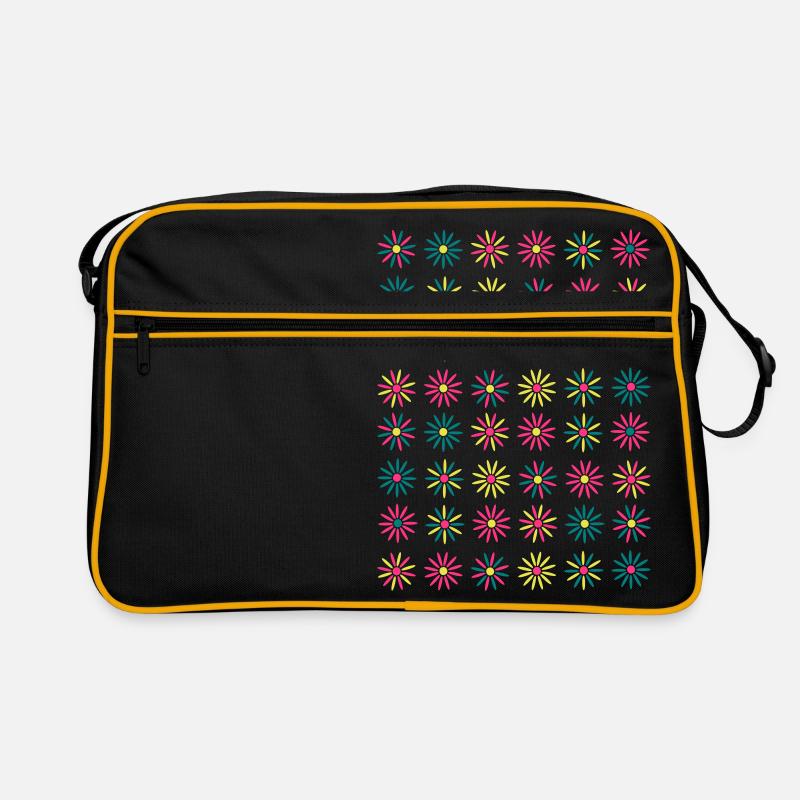 flowers 3col vers2 - Retro Tasche - Schwarz/Gold