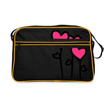 HEART flowers - Retro Bag - black/gold - Front