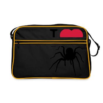 coeur amour j'aime araignée oiseau araignée design clipart - Sac Retro - noir/or - Devant