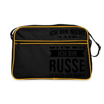 Ich Bin Nicht Sauer Ich Bin Russe Russland Russin - Retro Tasche - Schwarz/Gold - Vorne
