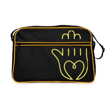Mandala Emblem Ornament06 - Retro Tasche - Schwarz/Gold - Vorne