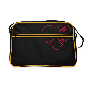 Peigne et ciseaux en coeur / peigne et ciseaux - Sac Retro - noir/or - Devant