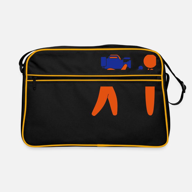 Reporter parle devant la caméra Sac Retro