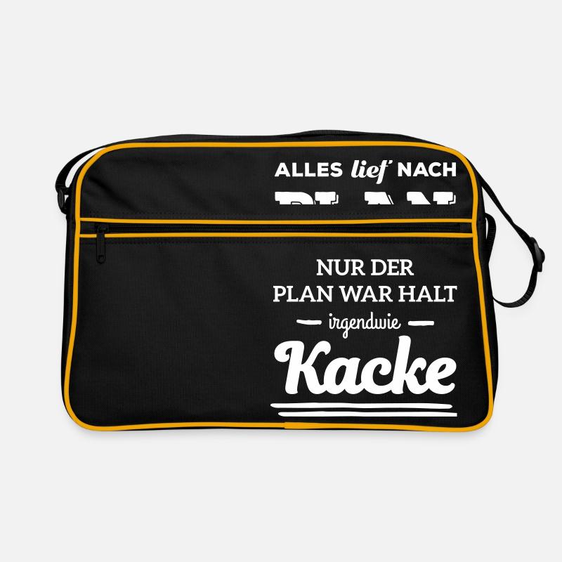 Alles lief nach Plan war Kacke Spruch lustig - Retro Tasche - Schwarz/Gold