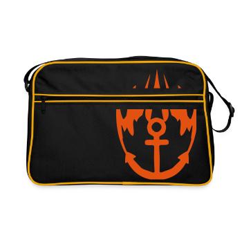 anchor fire flames hot tattoo boat ship schwi - Retro Bag - black/gold - Front