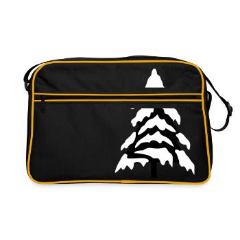 cold snow christmas tree fir tree fir stars - Retro Bag - black/gold - Front