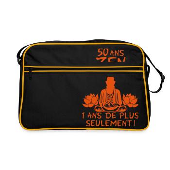50 ans zen anniversaire bouddha lotus - Sac Retro - noir/or - Devant