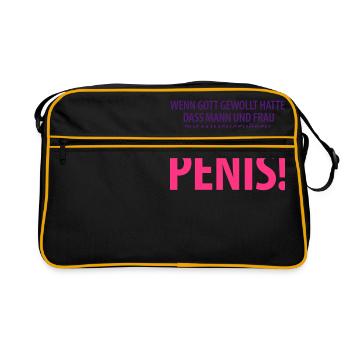ehepaar penis schwul gay love tunte schwuler sex - Retro Tasche - Schwarz/Gold - Vorne