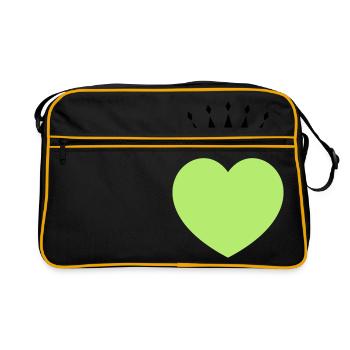 herz krone - Retro Tasche - Schwarz/Gold - Vorne