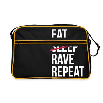Eat Rave Repeat - Retro Tasche - Schwarz/Gold - Vorne