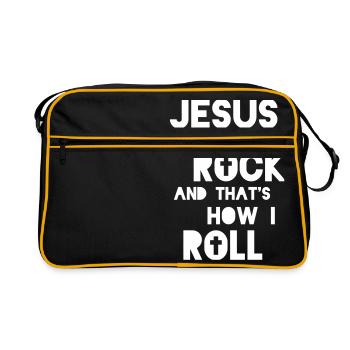 Jesus is my rock - cool Christian gift - Retro Bag - black/gold - Front