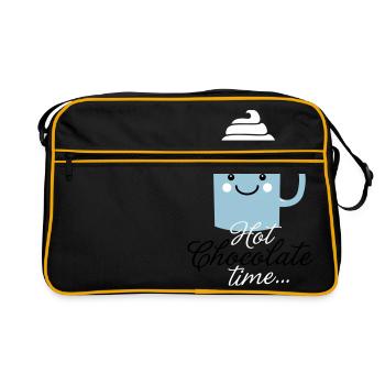 i love heiße schokolade sprüche für weihnachten - Retro Tasche - Schwarz/Gold - Vorne