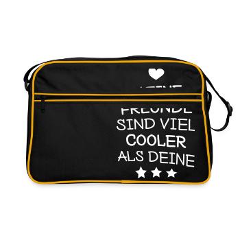 Meine Freunde - Retro Tasche - Schwarz/Gold - Vorne