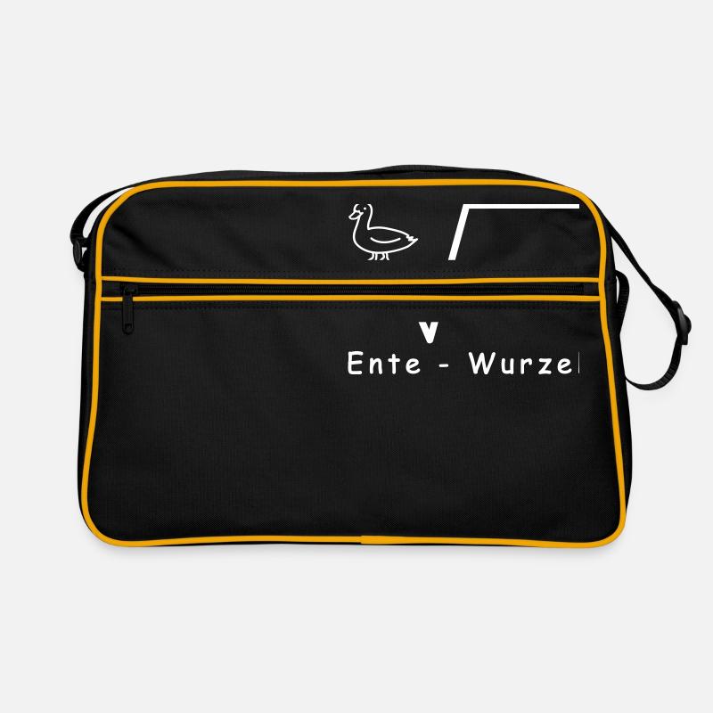 Mathe Ente Wurzel Schule, Uni Witze Text - Retro Tasche - Schwarz/Gold