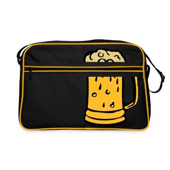 biere verre mousse binouze alcool - Sac Retro - noir/or - Devant