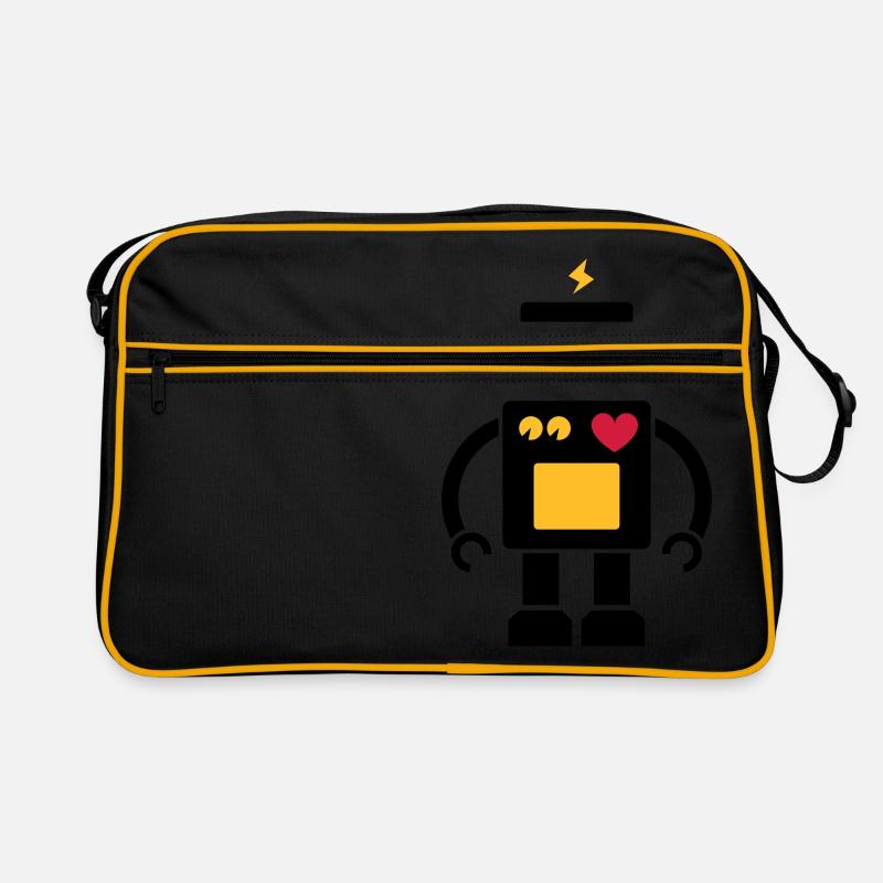 Roboter / Robot #2_3c - Retro Tasche - Schwarz/Gold